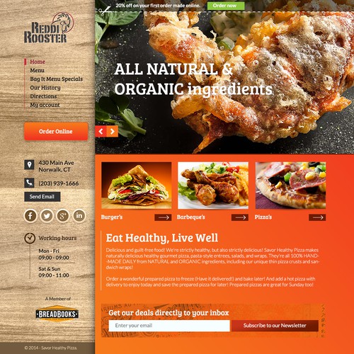 Food website with the title 'Creative restaurant website design'