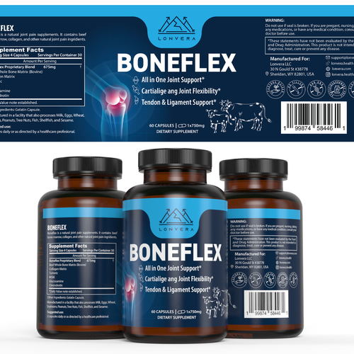 Packaging with the title 'LABEL AND 3D RENDERINGS'