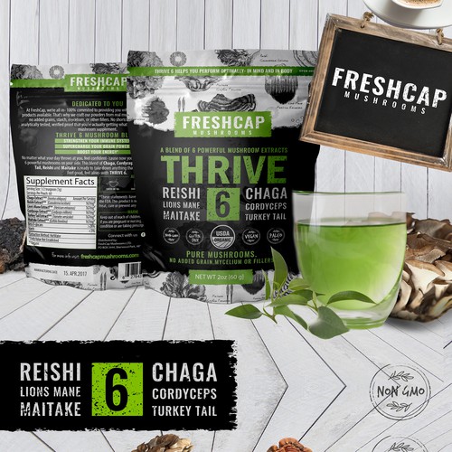 Organic packaging with the title 'Packaging design For Freshcap Mushrooms'