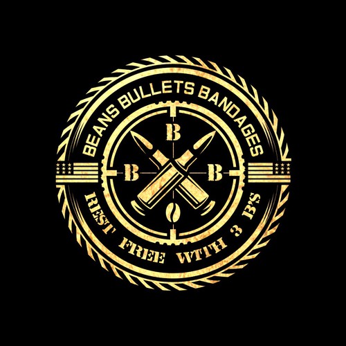 Coffee design with the title 'Beans Bullets Bandages - Logo Design'