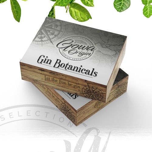 Gin packaging with the title 'Box Gowa original '