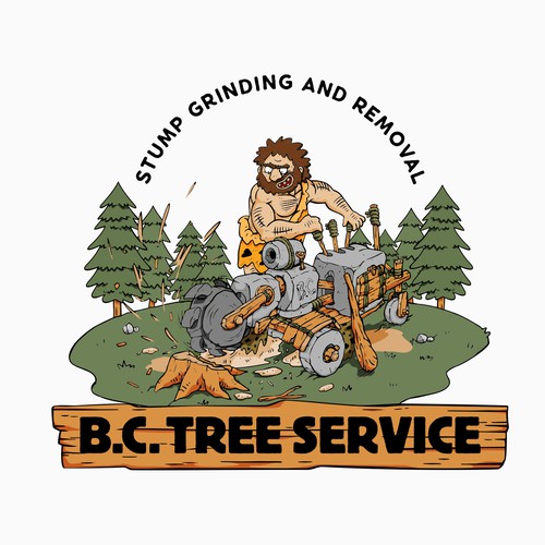 Primitive logo with the title 'Logo design for tree stump removal.'