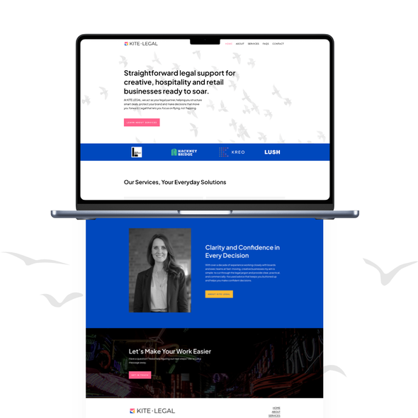 Consulting design with the title 'KITE.LEGAL Semi Custom Website'