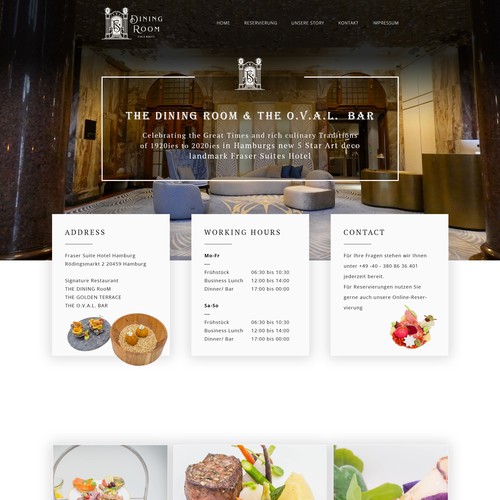 Restaurant website with the title 'Hotel Restaurant Web Design'