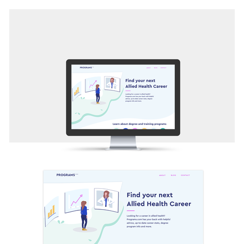 Learning website with the title 'Relaunch of health career site Programs.com'