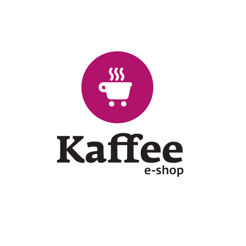 Shopping cart logo with the title 'Kaffee e-shop logo design'
