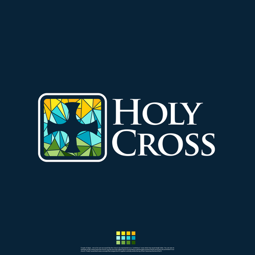 Stained glass design with the title 'Holy Cross'