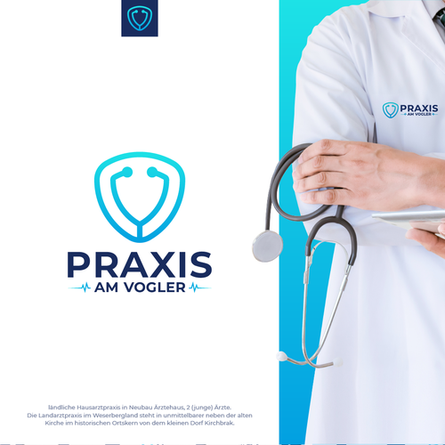 Hospital brand with the title 'Praxis am Vogler Logo Design'