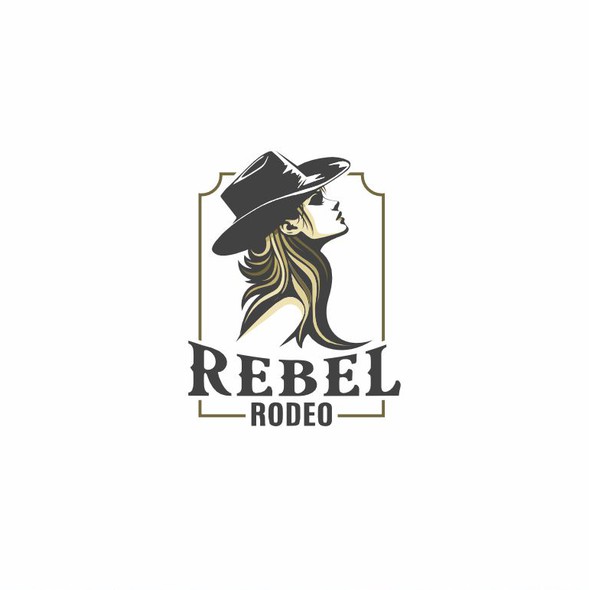 Cowboy hat logo with the title 'Vintage western style logo Rebel Rodeo'