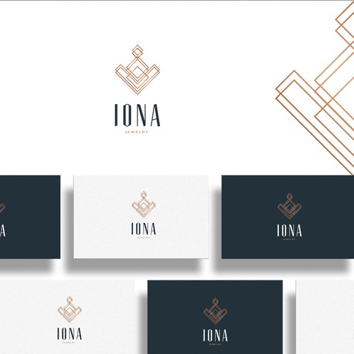 Copper logo with the title 'Luxury Logo for Iona Jewelry'