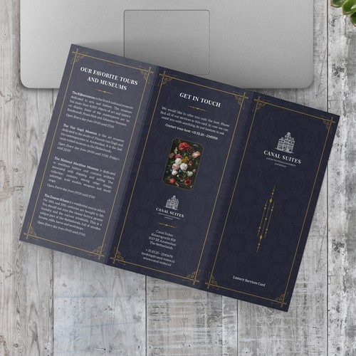 Apartment design with the title 'Classic Trifold Brochure for Canal Suites'