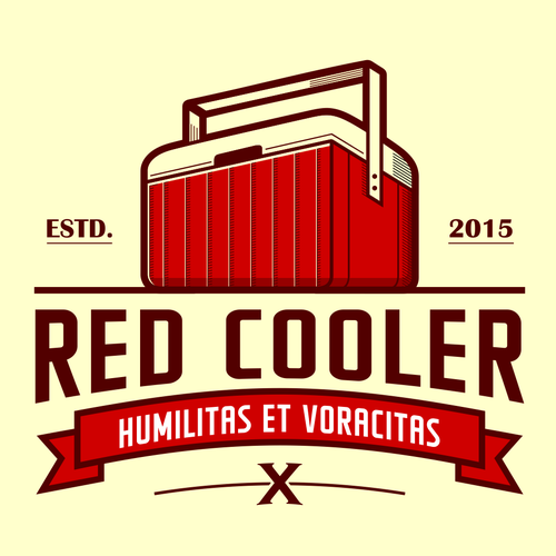 Bar design with the title 'Vintage Red Cooler Logo'