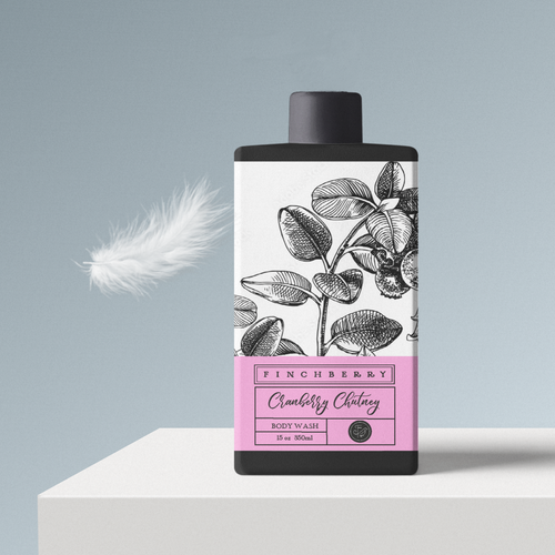 Pink label with the title 'body wash label'