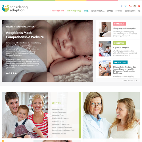 Homepage design with the title 'Homepage for Non-Profit Adoption Website'