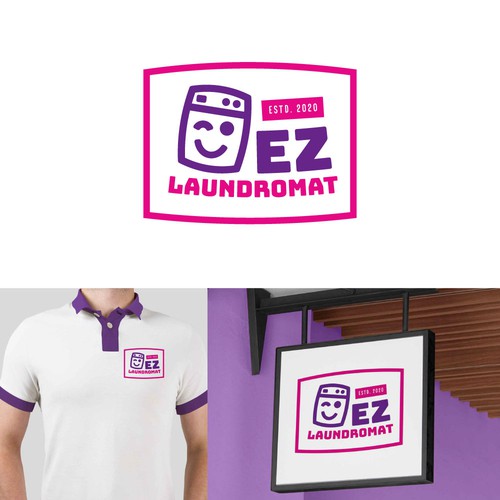 Laundromat logo with the title 'fun and inviting logo for a laundromat'