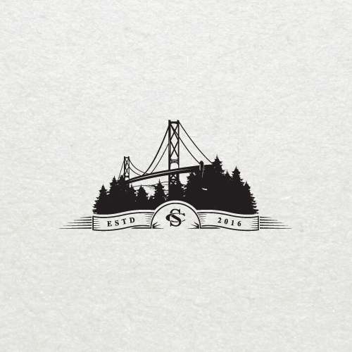 Bridge design with the title 'Bridge and forest logo concept'
