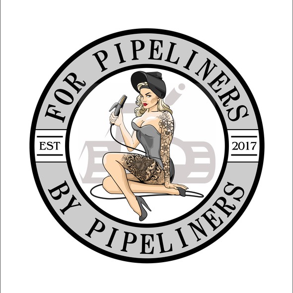 Welding design with the title 'Art vector of woman with welding helmet for For Pipeliners By Pipeliners logo'