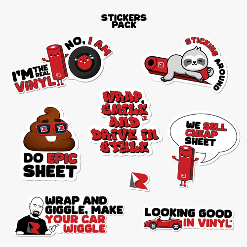 Sticker artwork with the title 'Cartoon stickers design'