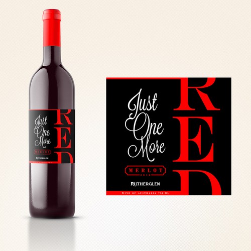 Red label with the title 'Just One More RED '