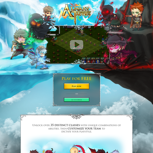 Hand-drawn website with the title 'Website for an indie tactics game'