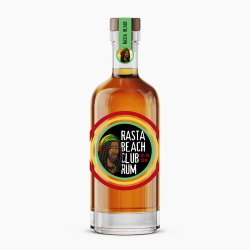 Reggae design with the title 'Reggae style rum Label'
