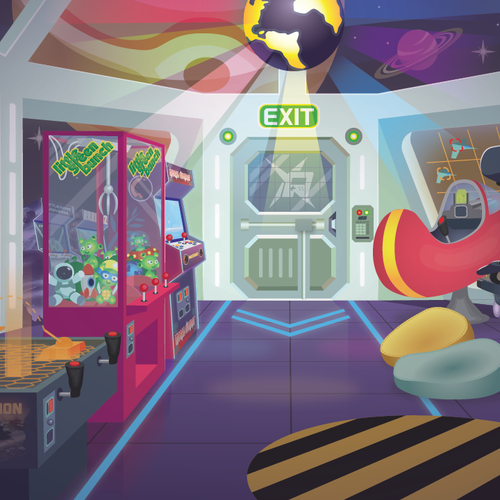 Gaming artwork with the title 'Facebook banner for an online arcade'