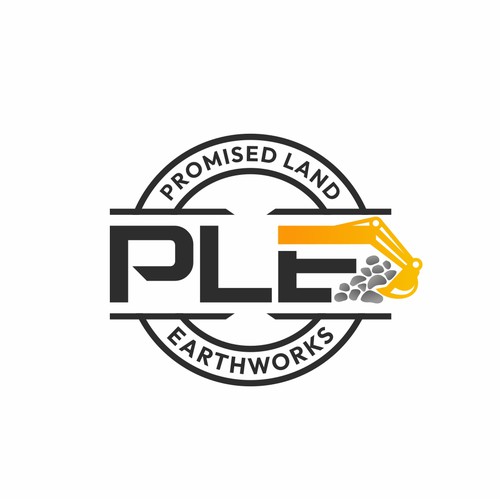 Earth mover logo with the title 'Digging excavator'