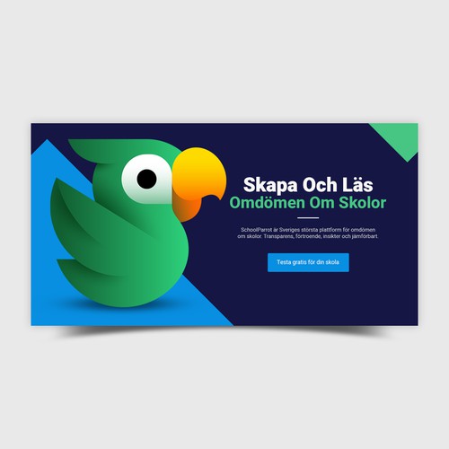 Parrot design with the title 'SchoolParrot facebook ads'