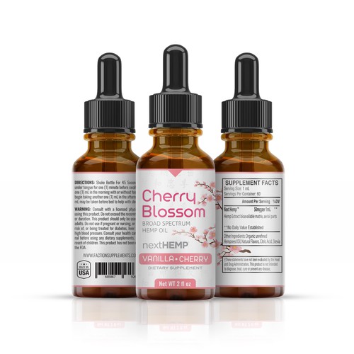 Hemp oil label with the title 'Hemp oil packaging'