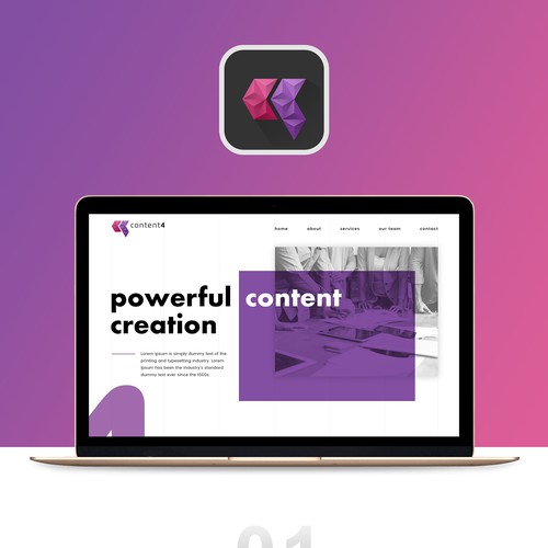 Creative website with the title 'Content 4 Marketing Agency Website Design'