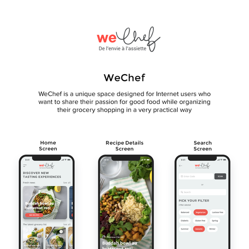 Recipe design with the title 'weChef app'