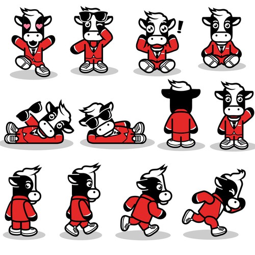 Style illustration with the title 'Cow variation design'