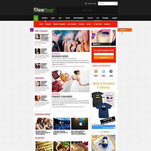 Redesigned website with the title 'Major US News Site: Article Template Redesign'