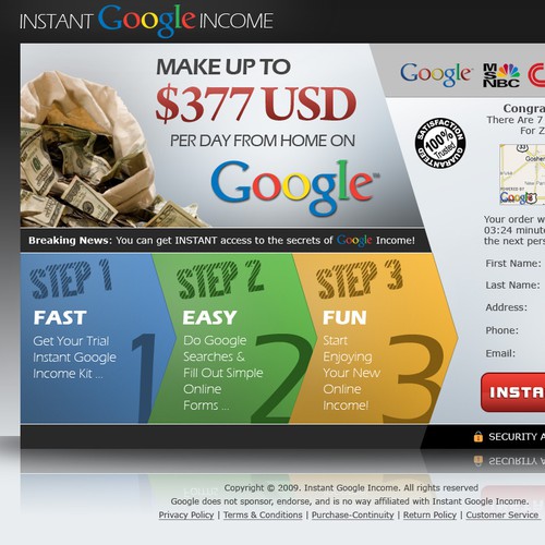 Service website with the title 'Instant Google Website'