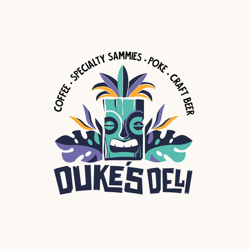Hawaii logo with the title 'DUKÉS DELI COFFEE'