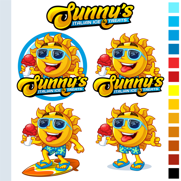 Cartoon booty logo with the title 'Sunny's Italian Ice & Treats'