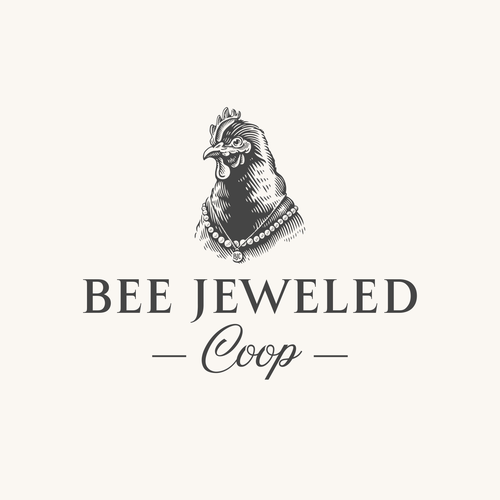 Chicken king logo with the title 'Bee Jeweleded Coop'