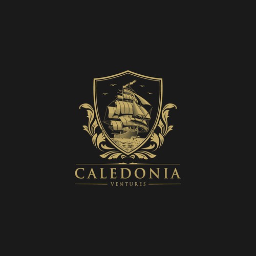 Family crest design with the title 'caledonia ventures'