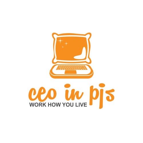 Laptop logo with the title 'CEO in PJs'