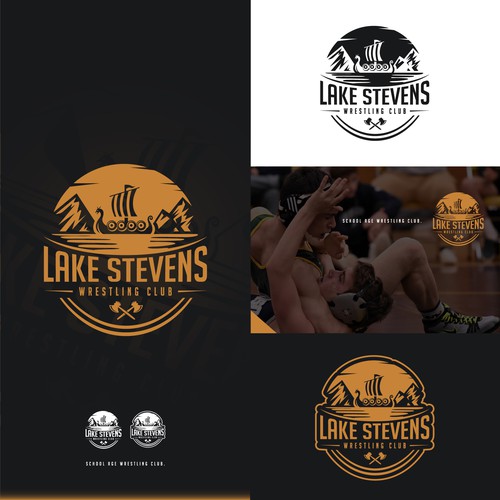 Viking ship logo with the title 'Lake Stevens Wrestling Club'