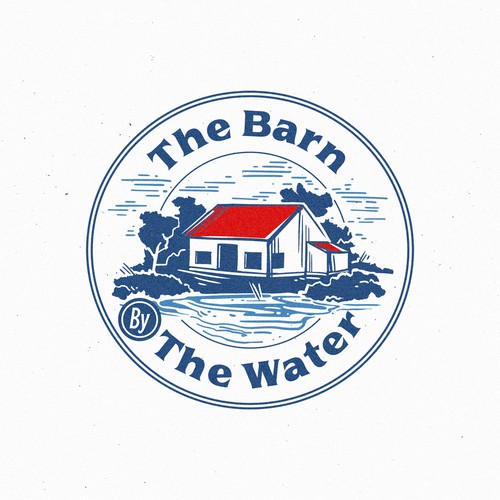 Classic illustration with the title 'THE BARN by THE WATER'