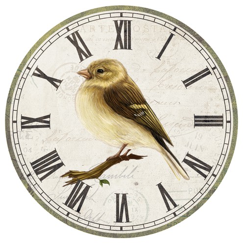 Clock design with the title 'Clockbird'