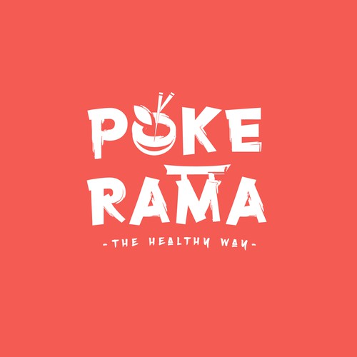 Chinese food logo with the title 'Poke Rama restaurant logo'