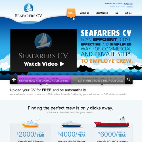 Video website with the title 'New website design wanted for Seafarers CV'