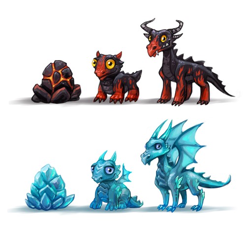 Conceptual artwork with the title 'Dragons for game'