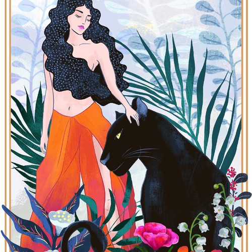 Feminist design with the title 'Positive affirmation oracle card '