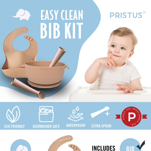 Kit design with the title 'Packaging for Silicone Bib Kit'