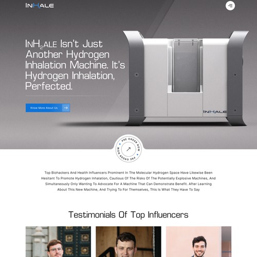 Medical website with the title 'inhaleh2.com'