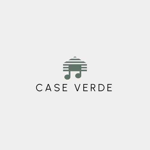 Treble clef logo with the title 'Music House Logo Design for Case Verde'