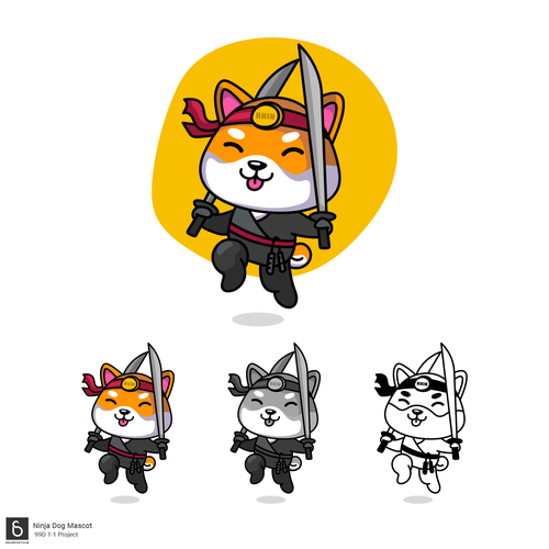 Martial arts design with the title 'Kawaii Ninja Dog mascot'